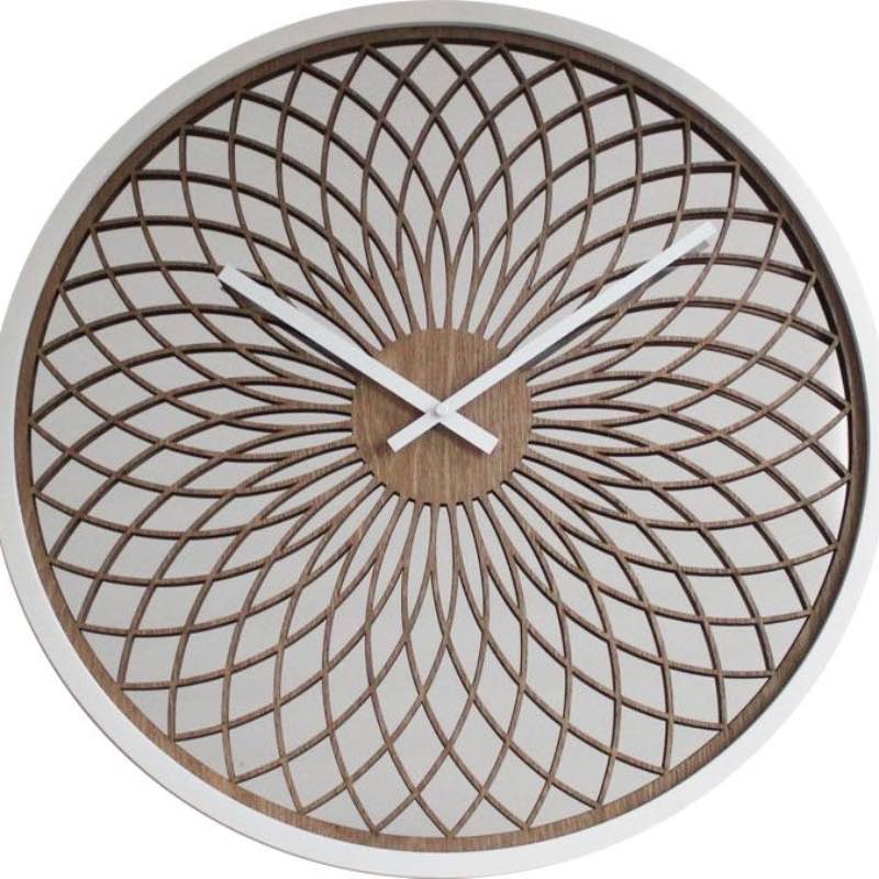 3D Spiral Wood Modern Wall Clock - White